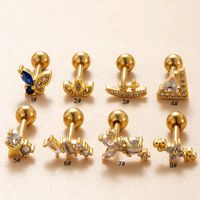 1 Piece Ear Cartilage Rings & Studs IG Style French Style Simple Style Star Flower Butterfly Copper Inlay Zircon main image 9
