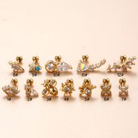 1 Piece Ear Cartilage Rings & Studs IG Style French Style Korean Style Water Droplets Flower Bee Copper Inlay Zircon main image 9