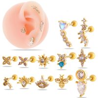 1 Piece Ear Cartilage Rings & Studs IG Style French Style Korean Style Water Droplets Flower Bee Copper Inlay Zircon main image 10