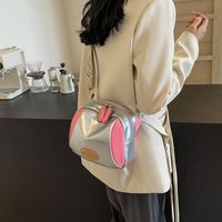 Women's Pu Leather Color Block Basic Sewing Thread Zipper Shoulder Bag main image 2