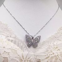 Wholesale Jewelry Simple Style Classic Style Butterfly Zinc Alloy Zircon Inlay Pendant Necklace main image 1