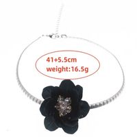 Retro Vacation Sweet Flower 304 Stainless Steel Arylic Plating Inlay Artificial Crystal Silver Plated Women's Choker main image 9