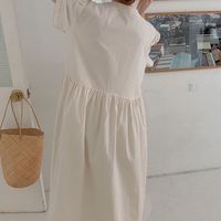 Women's Shirt Dress Simple Style V Neck Short Sleeve Solid Color Midi Dress Daily main image 5