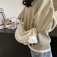 Women's Pu Leather Solid Color Cute Ornament Sewing Thread Zipper Crossbody Bag main image video