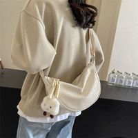 Women's Pu Leather Solid Color Cute Ornament Sewing Thread Zipper Crossbody Bag main image 7