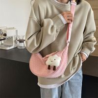 Women's Pu Leather Solid Color Cute Ornament Sewing Thread Zipper Crossbody Bag main image 5