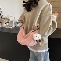Women's Pu Leather Solid Color Cute Ornament Sewing Thread Zipper Crossbody Bag main image 3