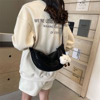 Women's Pu Leather Solid Color Cute Ornament Sewing Thread Zipper Crossbody Bag main image 6