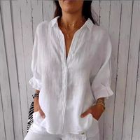 Women's Blouse Long Sleeve Blouses Button Simple Style Solid Color main image 2