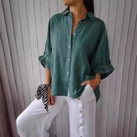 Women's Blouse Long Sleeve Blouses Button Simple Style Solid Color main image 4