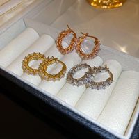1 Pair IG Style Basic Classic Style Circle Inlay Copper Zircon Hoop Earrings main image 6