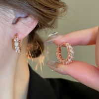 1 Pair IG Style Basic Classic Style Circle Inlay Copper Zircon Hoop Earrings main image 5