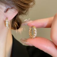 1 Pair IG Style Basic Classic Style Circle Inlay Copper Zircon Hoop Earrings main image 4