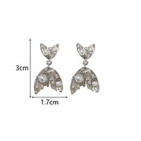 1 Pair Casual Simple Style Fish Tail Inlay Copper Pearl Zircon Drop Earrings main image 2