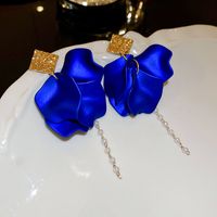 1 Pair Casual Simple Style Petal Pearl Alloy Drop Earrings sku image 4
