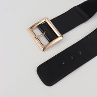 Simple Style Solid Color Pu Leather Elastic Band Metal Button Women's Woven Belts main image 7