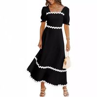 Women's Regular Dress Simple Style Square Neck Short Sleeve Solid Color Midi Dress Daily main image 5