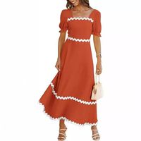 Women's Regular Dress Simple Style Square Neck Short Sleeve Solid Color Midi Dress Daily main image 4