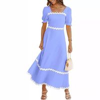 Women's Regular Dress Simple Style Square Neck Short Sleeve Solid Color Midi Dress Daily main image 3