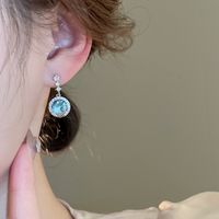 1 Pair IG Style Shiny Round Inlay Copper Moonstone Zircon Drop Earrings main image 4