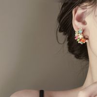 1 Pair Retro Fashion Flower Crystal Alloy Ear Studs main image 4