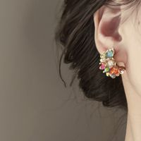 1 Pair Retro Fashion Flower Crystal Alloy Ear Studs main image 7