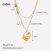 304 Stainless Steel Casual Plating Rose Natural Stone Double Layer Necklaces main image 2
