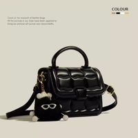 Women's Small Pu Leather Solid Color Cute Ornament Flip Cover Handbag sku image 4