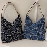 Women's Large Denim Flower Basic Square Zipper Shoulder Bag main image 1
