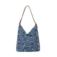 Women's Large Denim Flower Basic Square Zipper Shoulder Bag main image 4