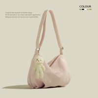 Women's Large Velvet Solid Color Cute Zipper Shoulder Bag main image 5