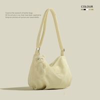 Women's Large Velvet Solid Color Cute Zipper Shoulder Bag sku image 4