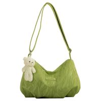 Women's Large Velvet Solid Color Cute Zipper Shoulder Bag main image 2
