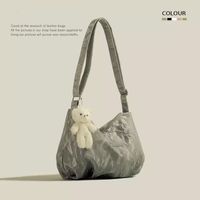 Women's Large Velvet Solid Color Cute Zipper Shoulder Bag sku image 2