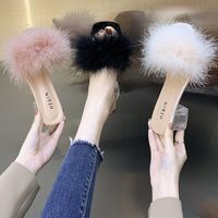 Women's Sexy Solid Color Feather Round Toe Fashion Sandals main image 1