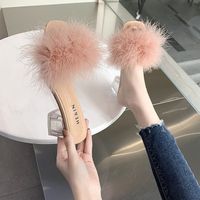 Women's Sexy Solid Color Feather Round Toe Fashion Sandals main image 3