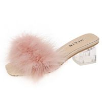 Women's Sexy Solid Color Feather Round Toe Fashion Sandals main image 4