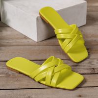 Women's Casual Solid Color Square Toe Slides Slippers main image 1