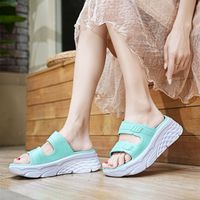 Women's Casual Vacation Color Block Round Toe Wedge Slippers main image 4