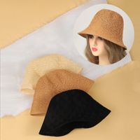 Women's Vacation Simple Style Solid Color Braid Wide Eaves Bucket Hat main image 1