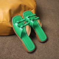 Women's Casual Commute Solid Color Bowknot Square Toe Slides Slippers main image 1