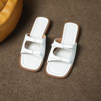 Women's Casual Commute Solid Color Bowknot Square Toe Slides Slippers main image 3