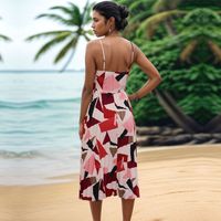 Women's Strap Dress Vacation V Neck Printing Contrast Binding Sleeveless Geometric Midi Dress Daily Beach main image 3