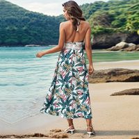 Women's Strap Dress Vacation V Neck Printing Lace Sleeveless Tropical Midi Dress Holiday Daily Beach main image 4