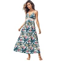 Women's Strap Dress Vacation V Neck Printing Lace Sleeveless Tropical Midi Dress Holiday Daily Beach main image 2