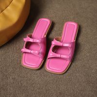 Women's Casual Commute Solid Color Bowknot Square Toe Slides Slippers main image 5