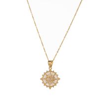 Kupfer 18 Karat Vergoldet Elegant Süß Romantisch Inlay Geometrisch Zirkon Halskette Mit Anhänger sku image 1