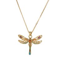 Copper Elegant Classical Romantic Plating Inlay Cross Dragonfly Zircon Pendant Necklace sku image 10