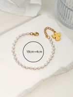 304 Stainless Steel Imitation Pearl 18K Gold Plated Elegant Lady Classic Style Beaded Plating Four Leaf Clover Angel Palm Artificial Pearls Bracelets main image 4