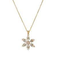 Copper Elegant Classical Romantic Plating Inlay Dragonfly Snowflake Zircon Pendant Necklace sku image 8